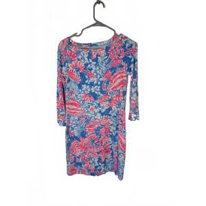 Lilly Pulitzer Floral Print Stretch Dress‎ XS Rayon Spandex